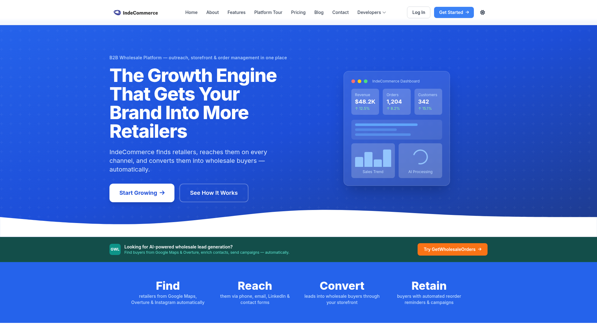 IndeCommerce website screenshot