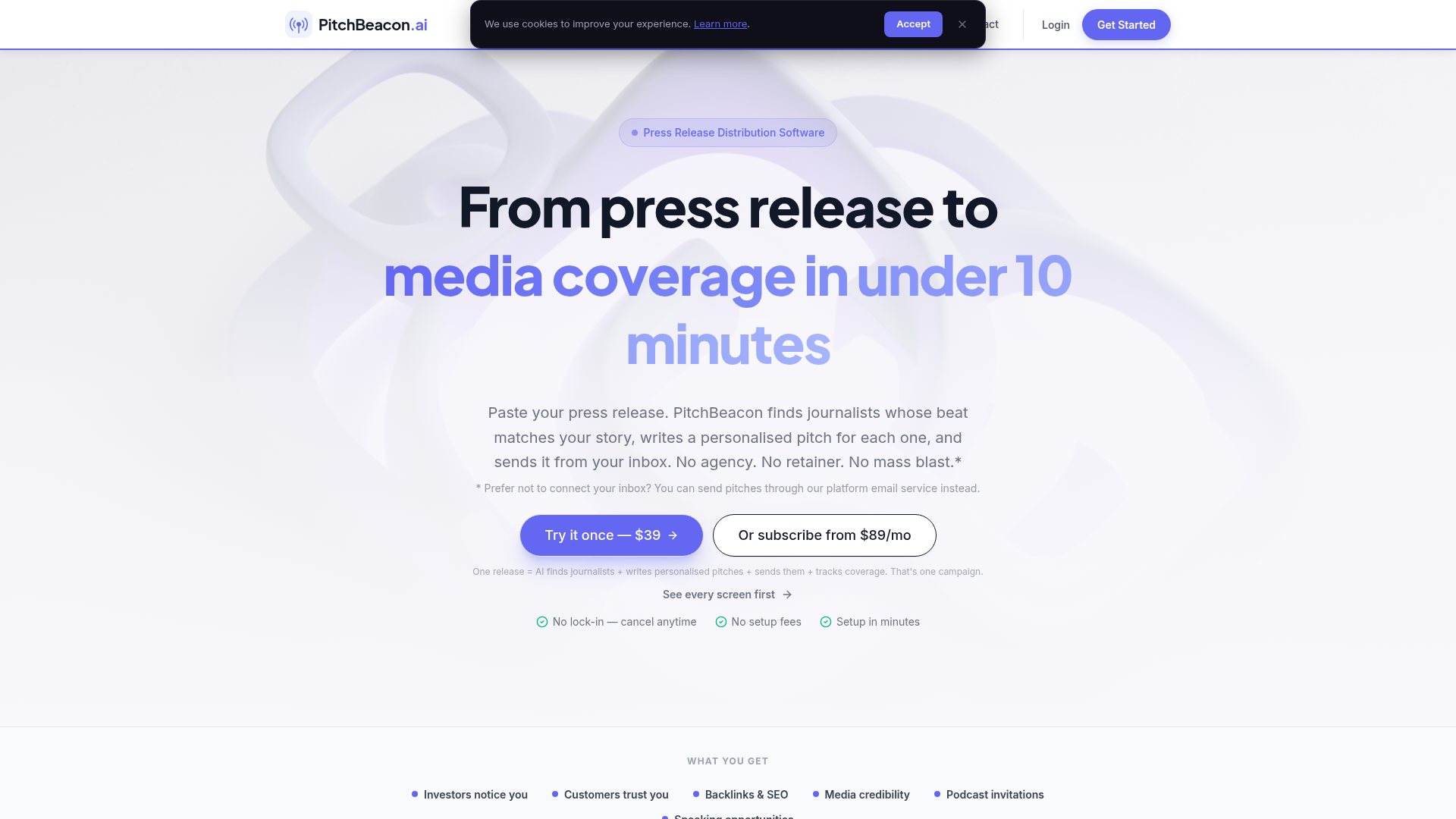 PitchBeacon.ai website screenshot